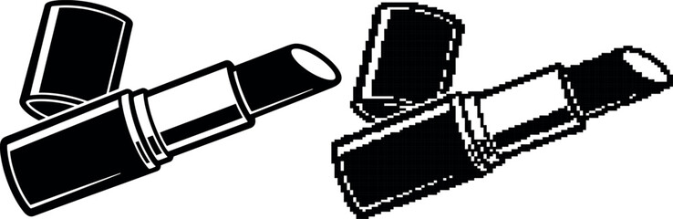 Fototapeta premium Black lipstick in a tube partially open graphic illustration on transparent background