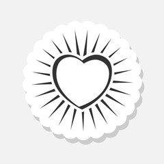 Heart sun sign sticker isolated on gray background