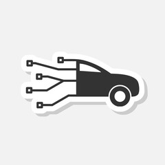 Smart Car electrical computer diagnostics icon sticker isolated on gray background
