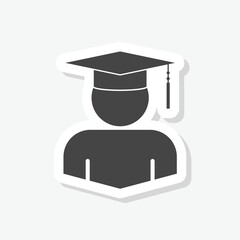 Student icon sticker isolated on gray background