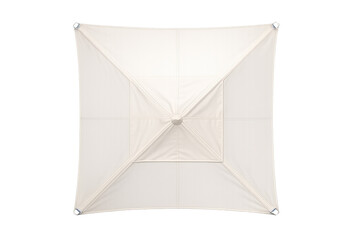 Top view of white square umbrella on soft gray background with subtle lighting