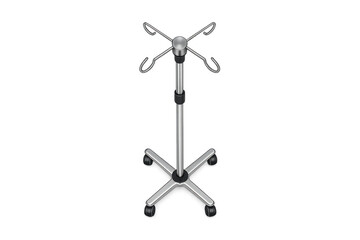 Naklejka premium Hospital infusion stand on wheels with metallic finish for medical settings