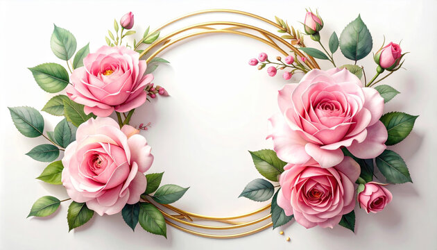 3D Realistic Floral Frame Collection with Blank White Copy Space for Wedding Branding and Greeting Cards