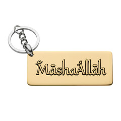 Gold keychain with Masha Allah inscription in Arabic script rectangular MashaAllah