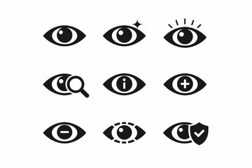 Obraz premium Set of eye icons with various expressions and functions