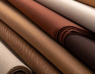A close-up view of rolled fabric swatches
