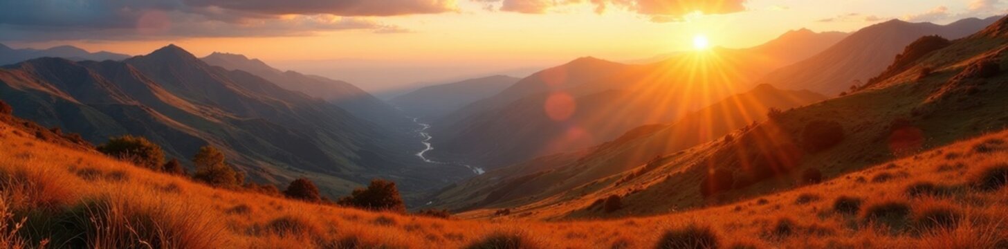 Golden sunlight bathes Catbells' slopes, autumn hues vibrant , trees, nature