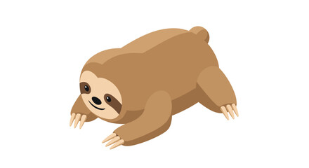Fototapeta premium Cute lazy sloth toy illustration isolated on a white background, featuring a cartoon style with a playful and relaxed pose, perfect for childrens designs