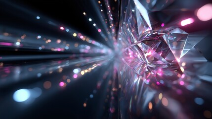 Fototapeta premium Abstrakter Lichtburst mit funkelnden Partikeln und Strahlen in Rosa und Blau auf dunklem Hintergrund