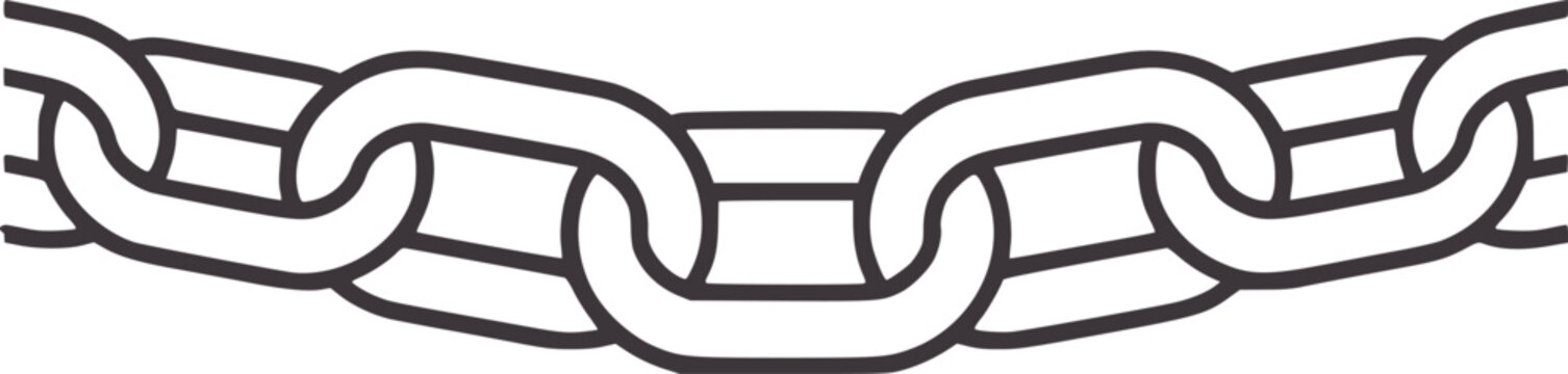 Interlocking dark gray chain links forming a horizontal line metal connection strength