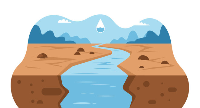 River flowing through desert landscape with mountains