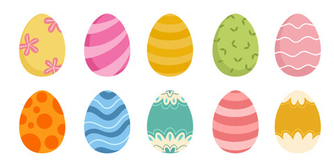 Set of colorful cartoon easter egg illustration for easter day  © Fiona