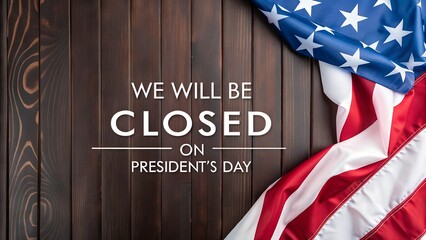 President&rsquo;s Day Background Design with We Will Be Closed Announcement