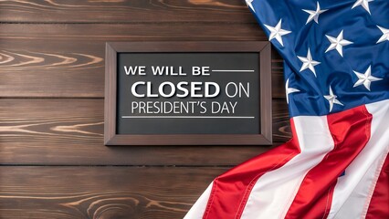 President&rsquo;s Day Background Design with We Will Be Closed Announcement