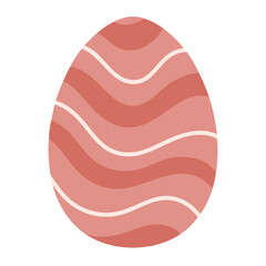 Fototapeta premium Simple hand drawn red and pink easter egg doodle with wavy line illustration