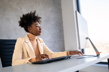 Success business woman with laptop, analytics and developer for startup business website IT software