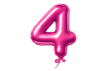 Pink four balloon celebrating anniversary or birthday event
