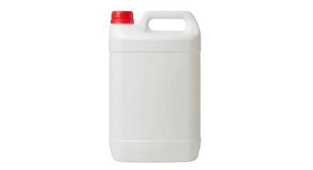 White plastic jerrycan with red cap, cut out, stock png, isolated on transparent background
