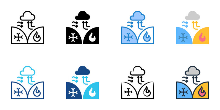 Cold front icons set multiple style collection. Editable stroke 
