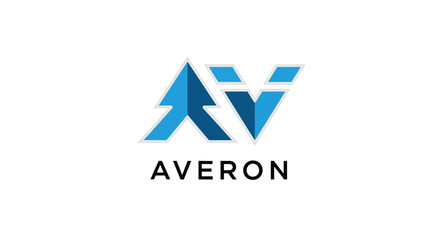 Obraz premium Averon letter AV logo in abstract modern arrow shape on isolated white background.