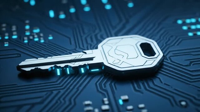 Digital key concept cyber security encryption data protection illustration