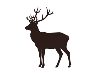 Obraz premium A black silhouette of an elk with large antlers on a white background