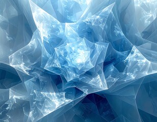 Obraz premium A blue and white abstract fractal design with star-like shapes