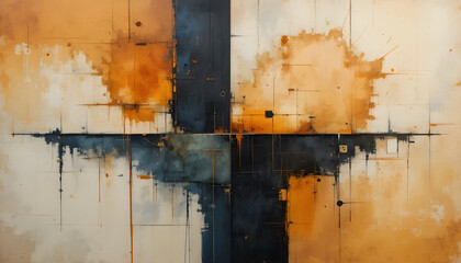 Vibrant abstract art with bold black and orange hues