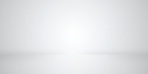 Empty white room wall background as studio backdrop for product presentation. Grey background with soft light. Backdrop template in neutral tones. Creative space for showcasing product and design