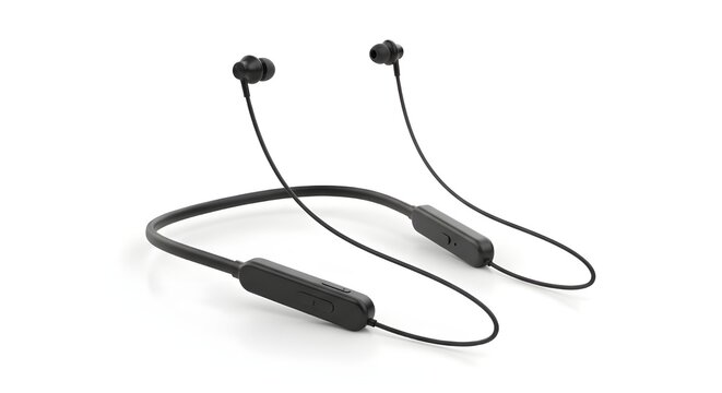 Studio shot of a flexible wireless neckband headphone