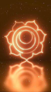 Bright glowing outline Sacral chakra symbol