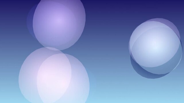 Abstract blue gradient background with floating glassy spheres and soft reflections.