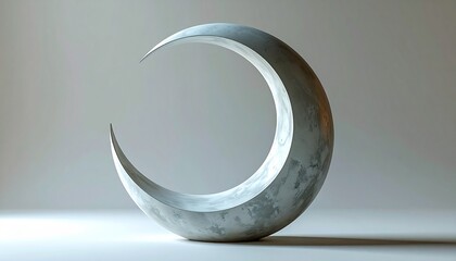 A sculpted crescent moon against a neutral background
