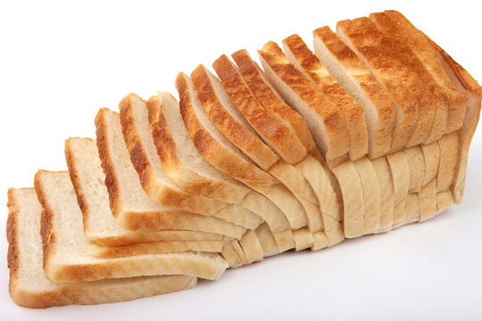 sliced bread on white background