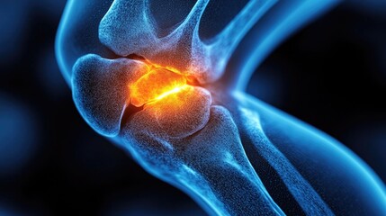 X-ray of knee inflammation, medical view of joint pain