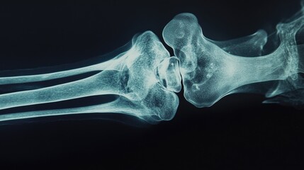 X-ray of knee joint highlighting pain area, symbolizing physical therapy focus