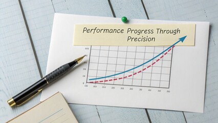 Performance Growth Chart with Pen and Notebook