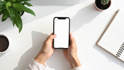 Hands Holding Smartphone Mockup for Mobile Banking and Fintech Concept