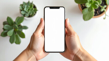 Hands Holding Smartphone Mockup for Mobile Banking and Fintech Concept