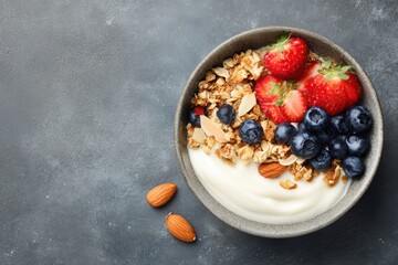 Healthy yogurt bowl with berries and granola