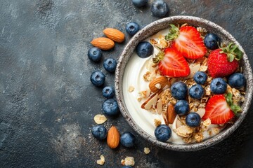 Healthy yogurt bowl with berries and granola