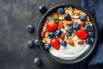 Healthy yogurt bowl with berries and granola
