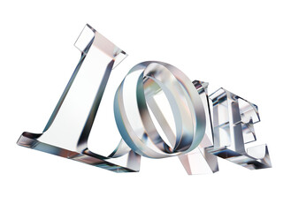 Valentine element, romantic valentine letter in transparent background love glass dispersion word.