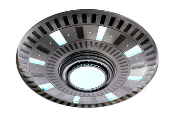 Vintage UFO isolated on white background 3D rendering. Retro design of an unidentified flying object © sdecoret