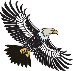 Obraz premium Flying Bald Eagle Vector Illustration Mascot Logo Isolated on White