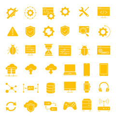 Yellow Technology Icons Collection for Digital Interface and Web Projects