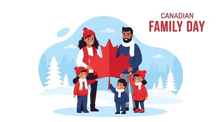 Canadian family day winter illustration