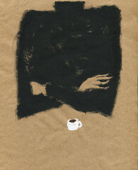 Young woman drinking coffee. illustration