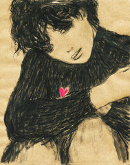 woman portrait. watercolor painting. illustration	