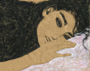 abstract woman portrait. watercolor illustration